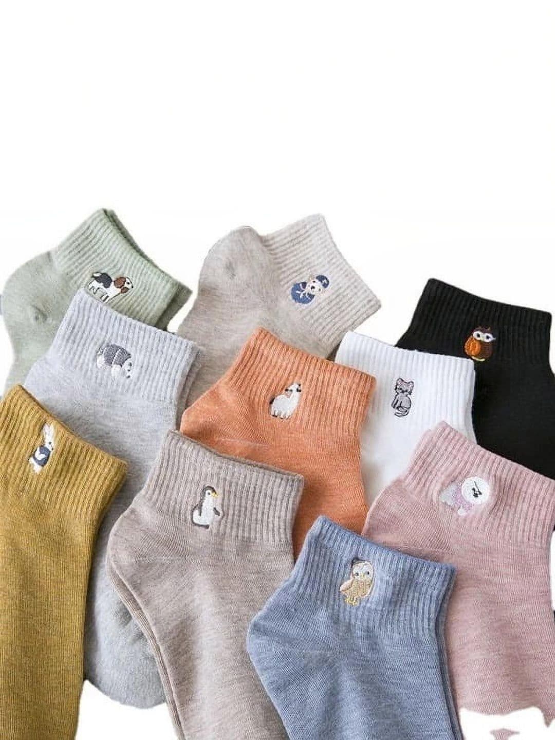 GARUN Unisex Pack of 10 Cotton Patterned Ankle Length Socks