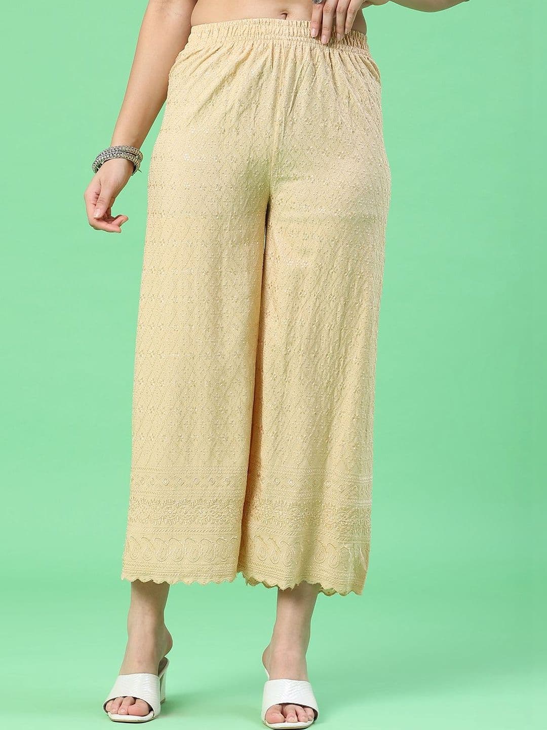 V-Mart Women Ethnic Motifs Embroidered Cropped Ethnic Palazzos - view 1