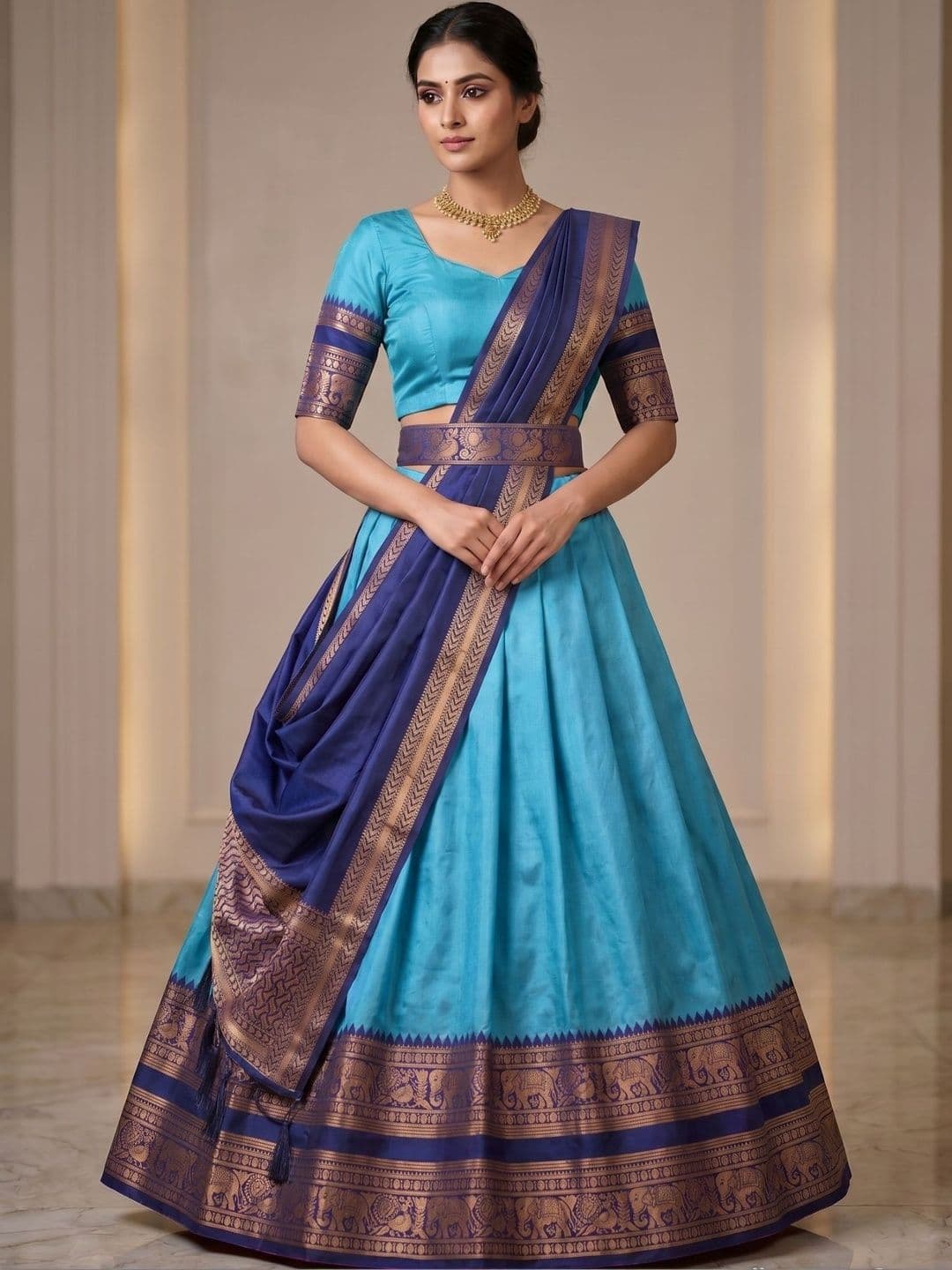SHAVIDR ENTERPRISE Embellished Semi-Stitched Lehenga & Blouse With Dupatta - view 1