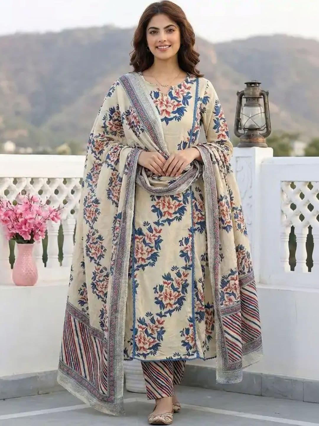 Moda Rapido Women Floral Printed Regular Kurta with Trousers & With Dupatta - view 1