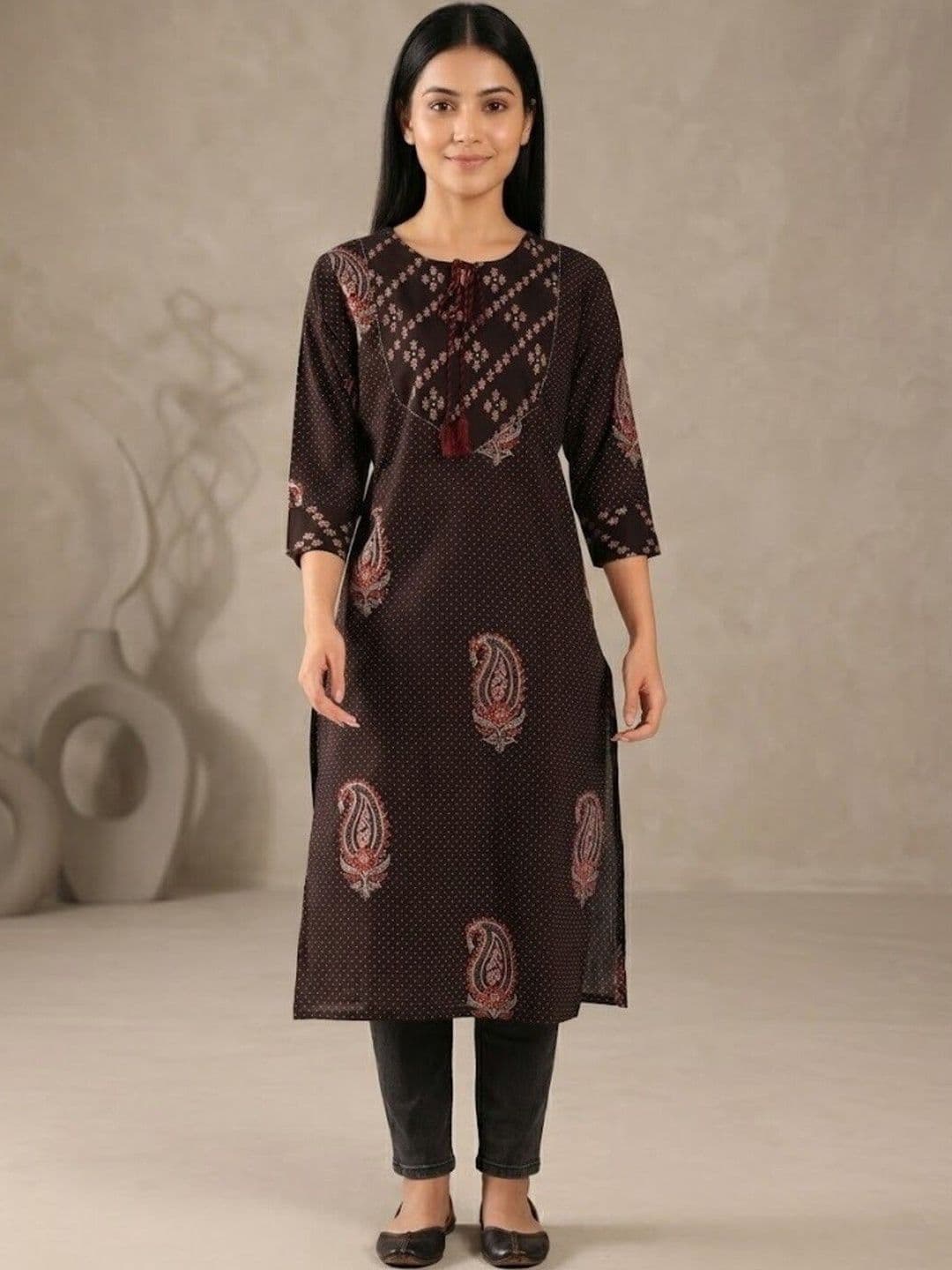KALINI Women Cotton Paisley Printed Kurta - view 1