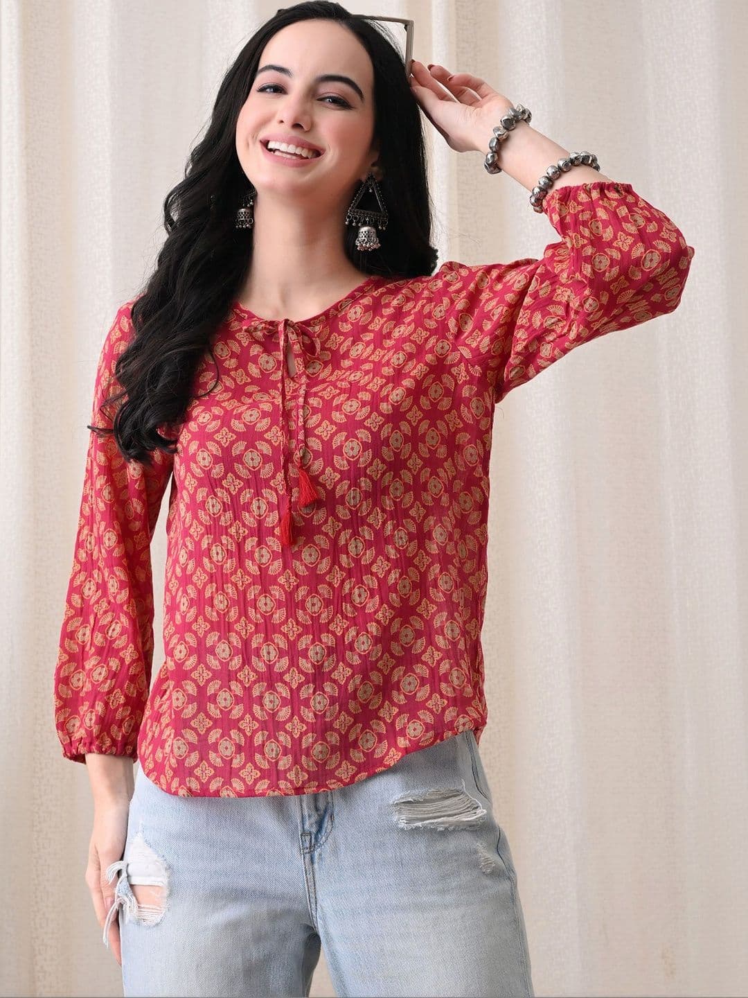 Anouk Ethnic Motifs Printed Pure Cotton Blend Kurti - view 1