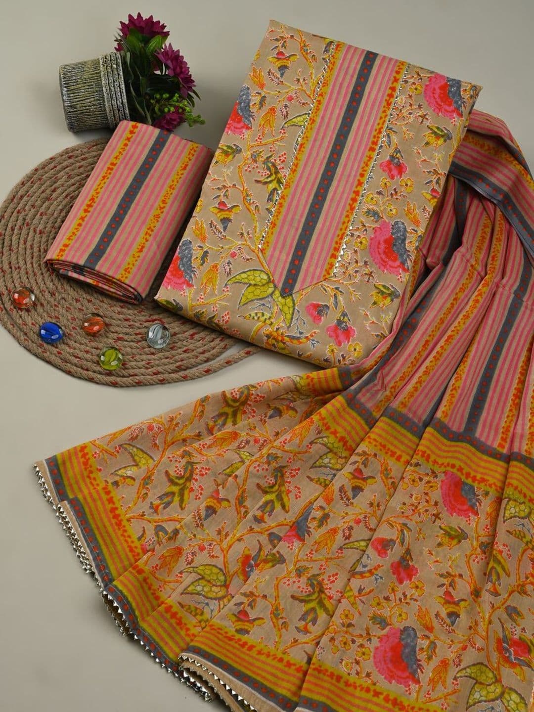 FrionKandy Printed Pure Cotton Unstitched Dress Material - view 1
