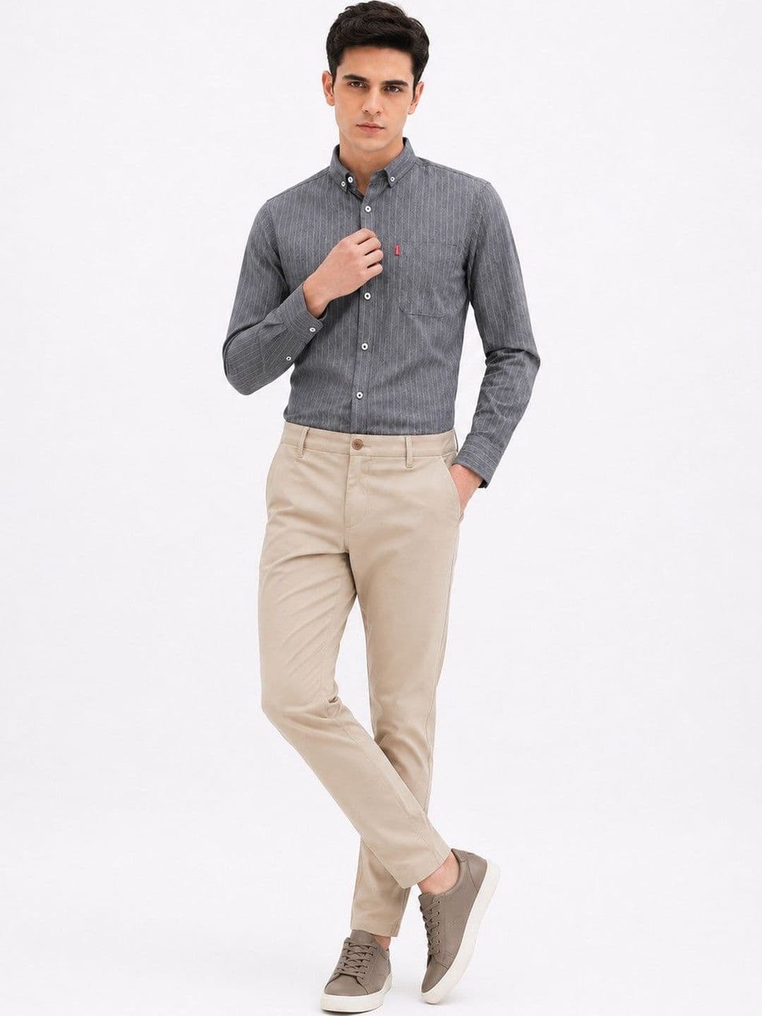 Suo Men Striped Casual Shirt - view 1