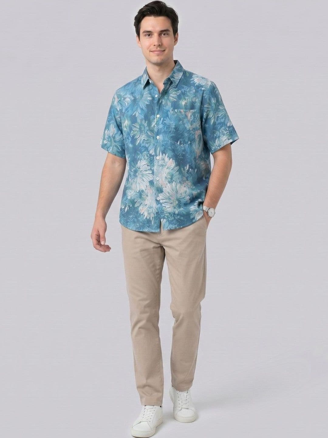 Suo Men Floral Printed Casual Shirt - view 1
