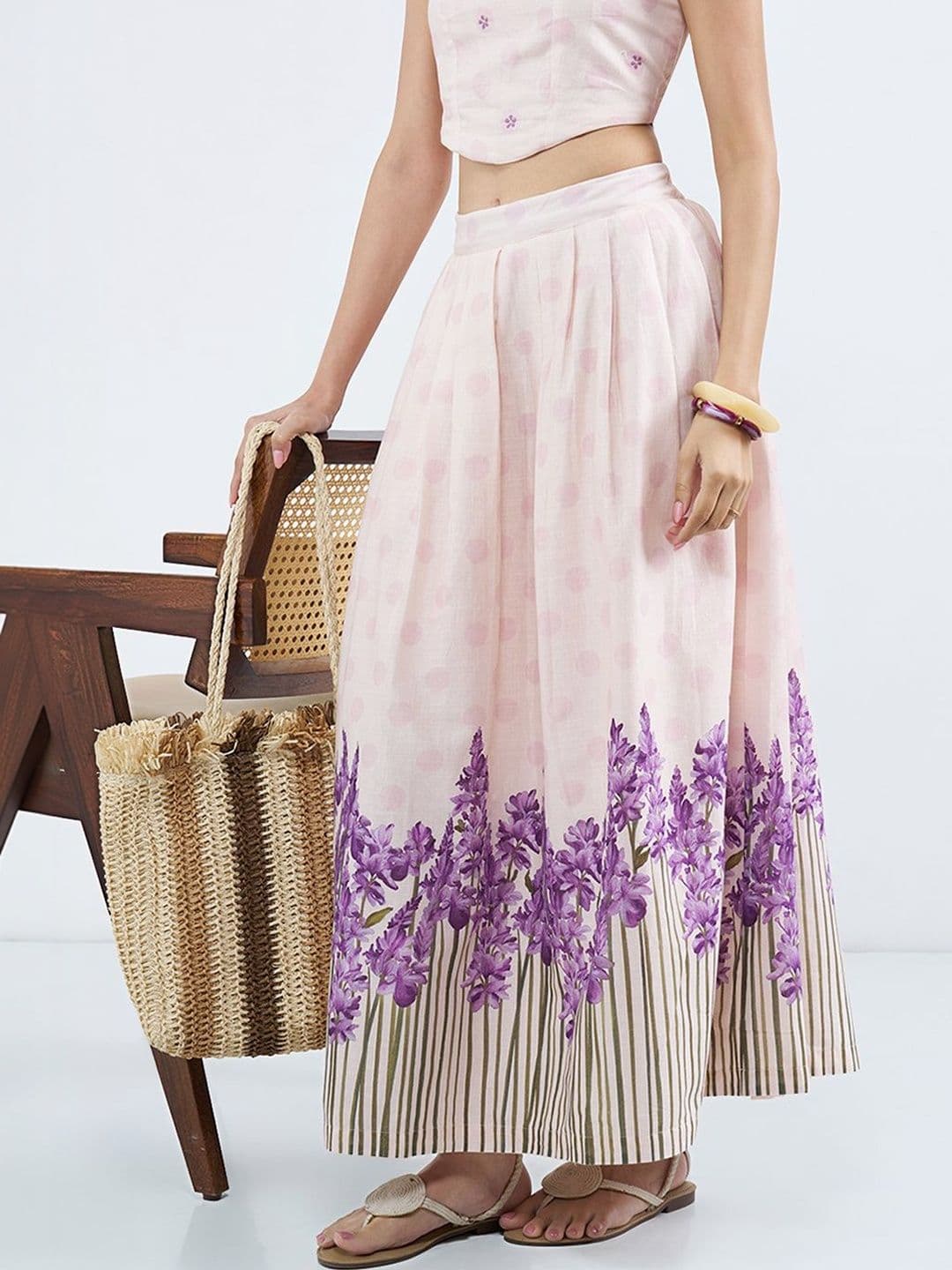 AKKRITI BY PANTALOONS Women Cotton Floral Maxi Flared Skirt - view 1