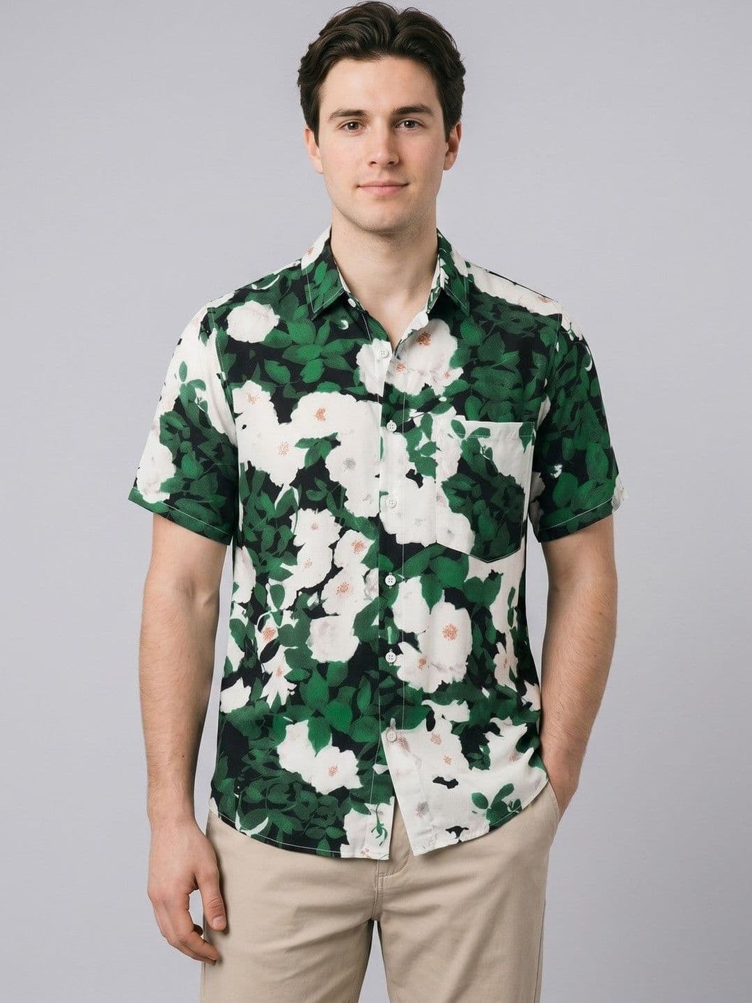 Suo Men Floral Printed Casual Shirt - view 1