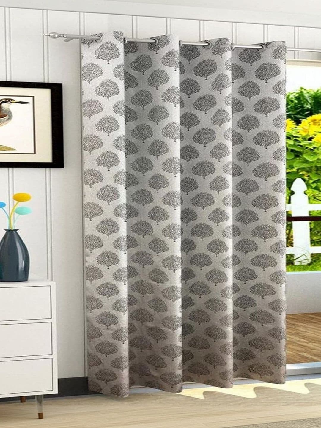 Vervique Brown Set of 2 Floral Window Curtains and Sheers - view 1