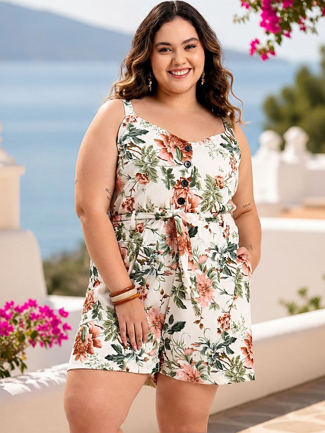 wild U Floral Printed Plus Size Jumpsuit - view 1