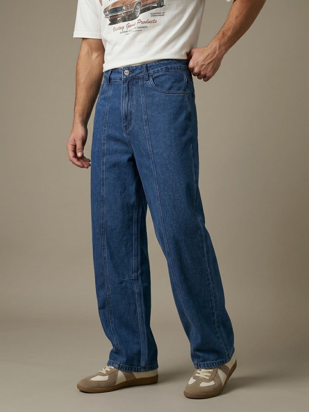glitchez Men Wide Leg Pure Cotton Jeans - view 1