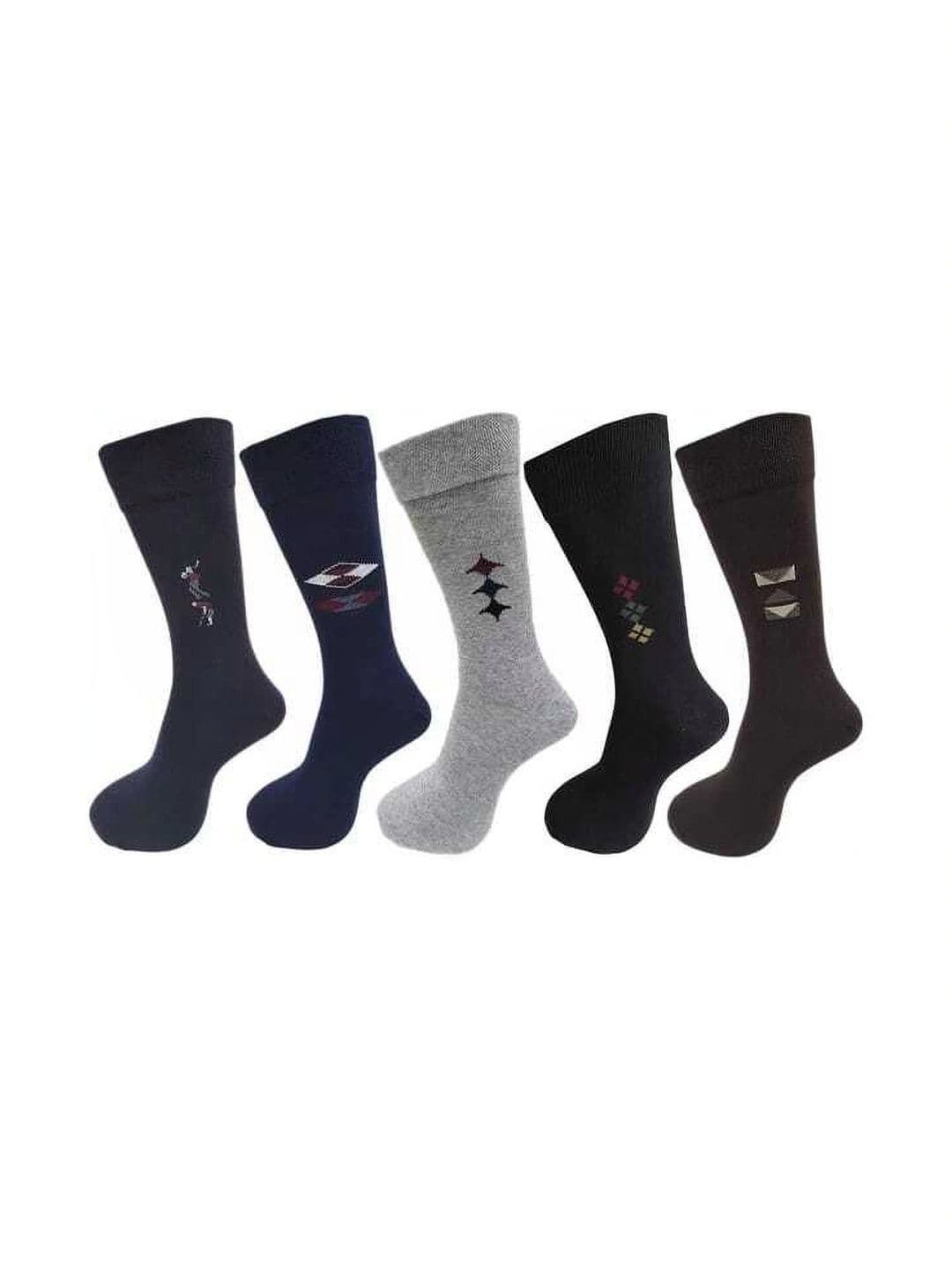 GARUN Men Pack of 5 Cotton Patterned Calf Length Socks - view 1