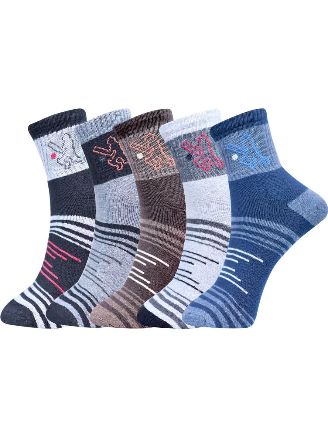 GARUN Men Pack of 5 Cotton Patterned Ankle Length Socks - view 1