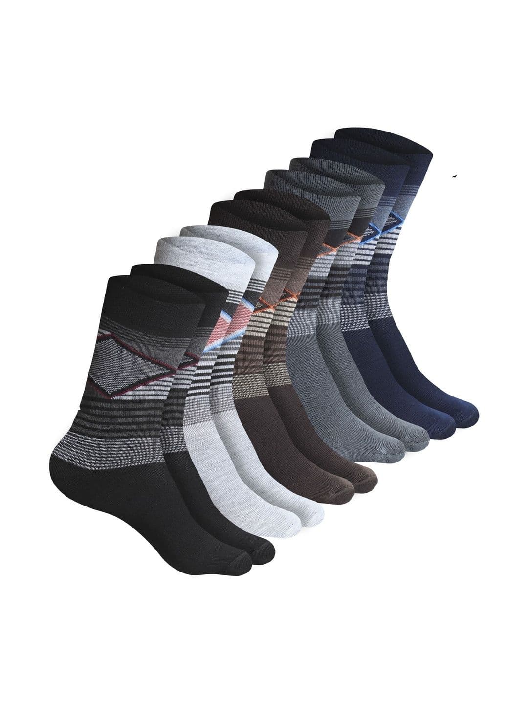 VIPUN Men Pack of 5 Cotton Patterned Calf Length Socks - view 1