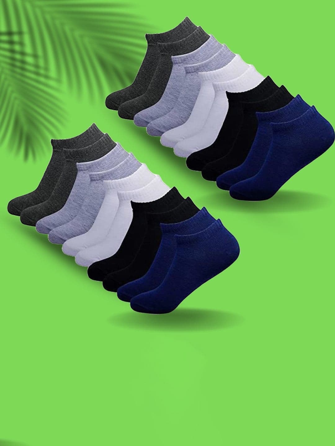 MJE Men Pack of 10 Cotton Blend Assorted Ankle Length Socks - view 1
