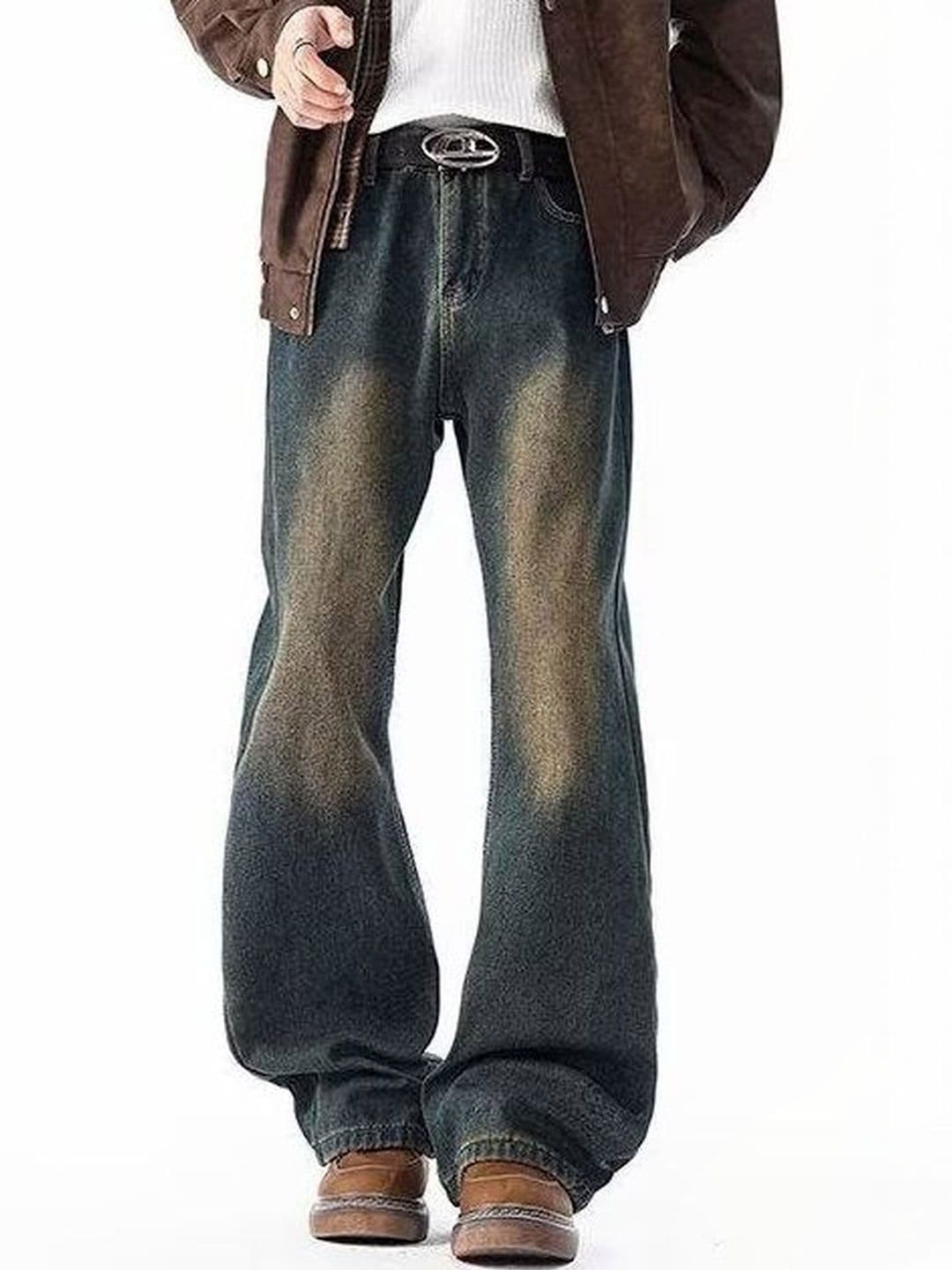 ANDREW HILL Men Wide Leg Mid-Rise Heavy Fade Jeans - view 1