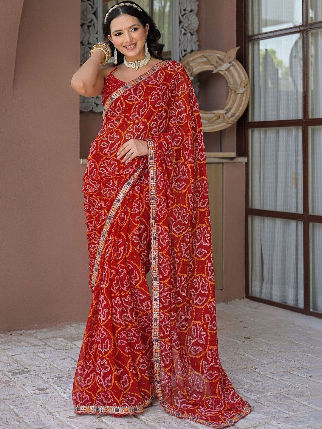 KALINI Bandhani Pure Chiffon Bandhani Saree - view 1