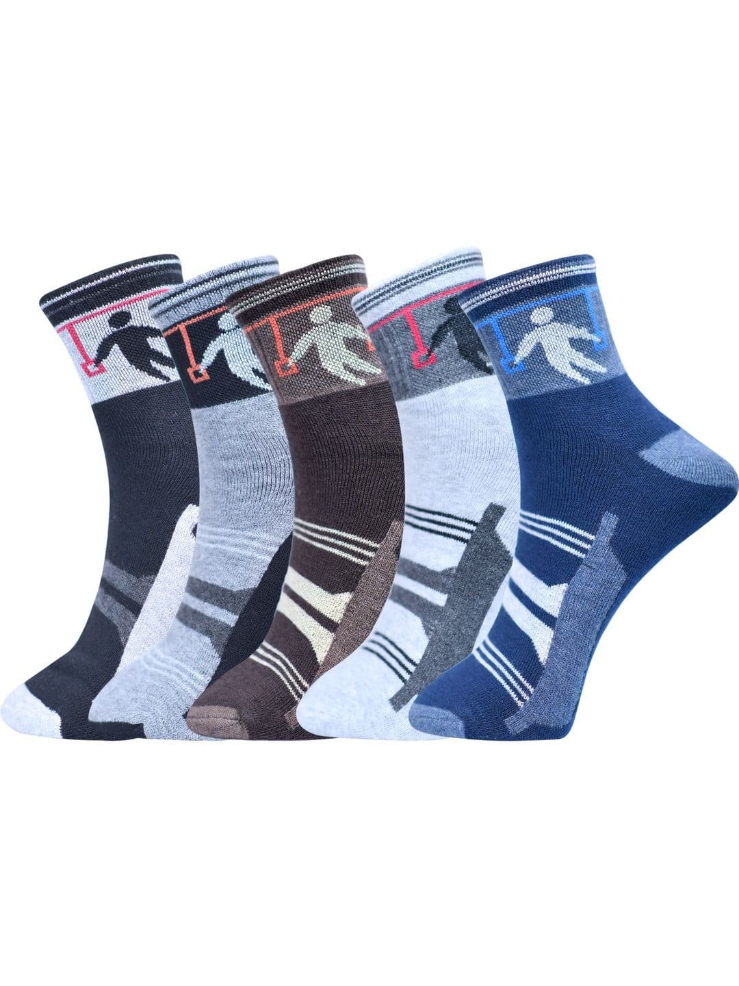 GARUN Men Pack of 5 Cotton Patterned Above Ankle Socks - view 1