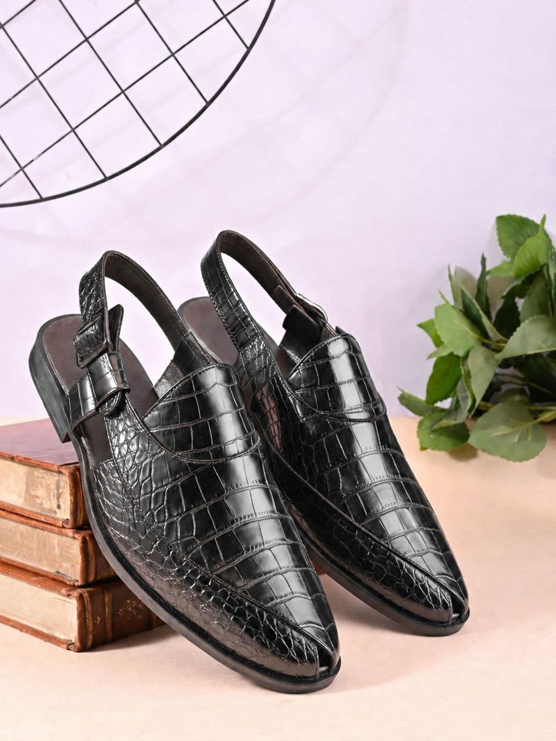 House of Pataudi Men Texdtured Buckle Shoe-Style Sandals - view 1