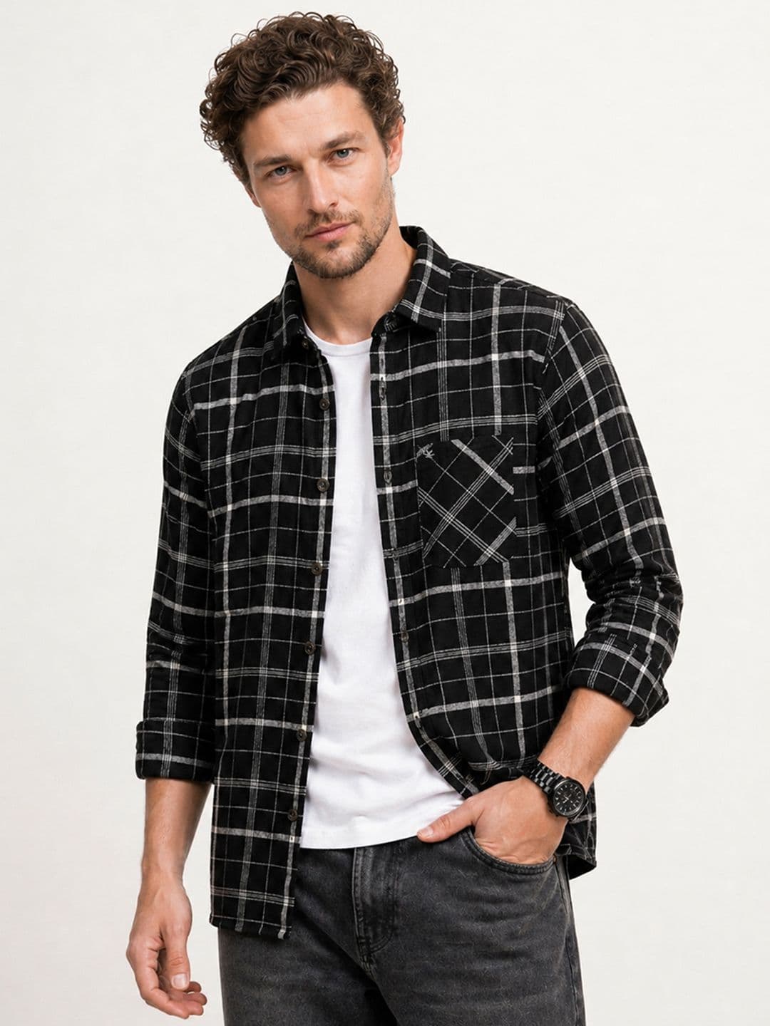 WROGN Checked Pure Cotton Casual Shirt - view 1