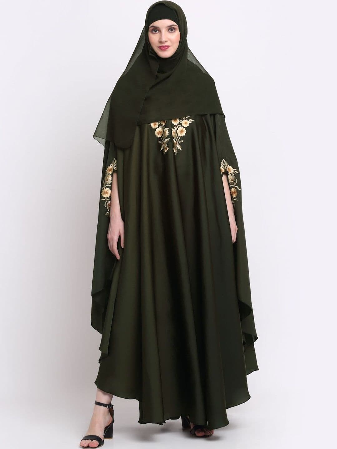 Moda Rapido Embellished Burqa With Scarves - view 1