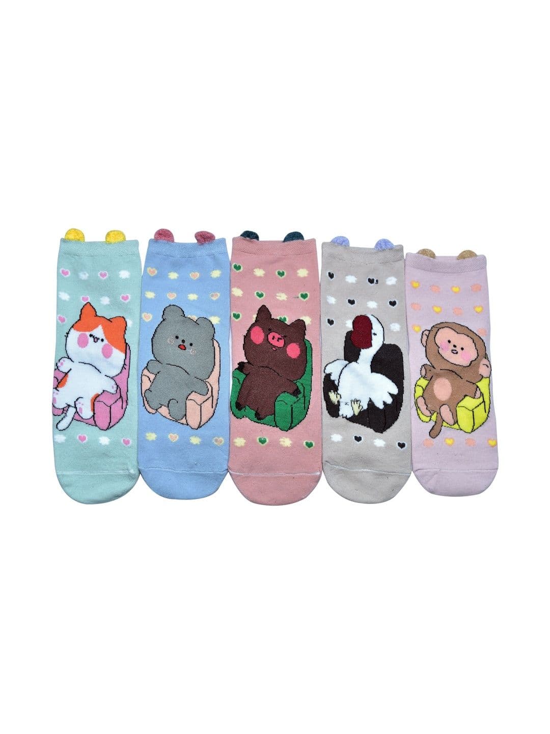 GARUN Unisex Pack of 5 Cotton Patterned Above Ankle Socks - view 1