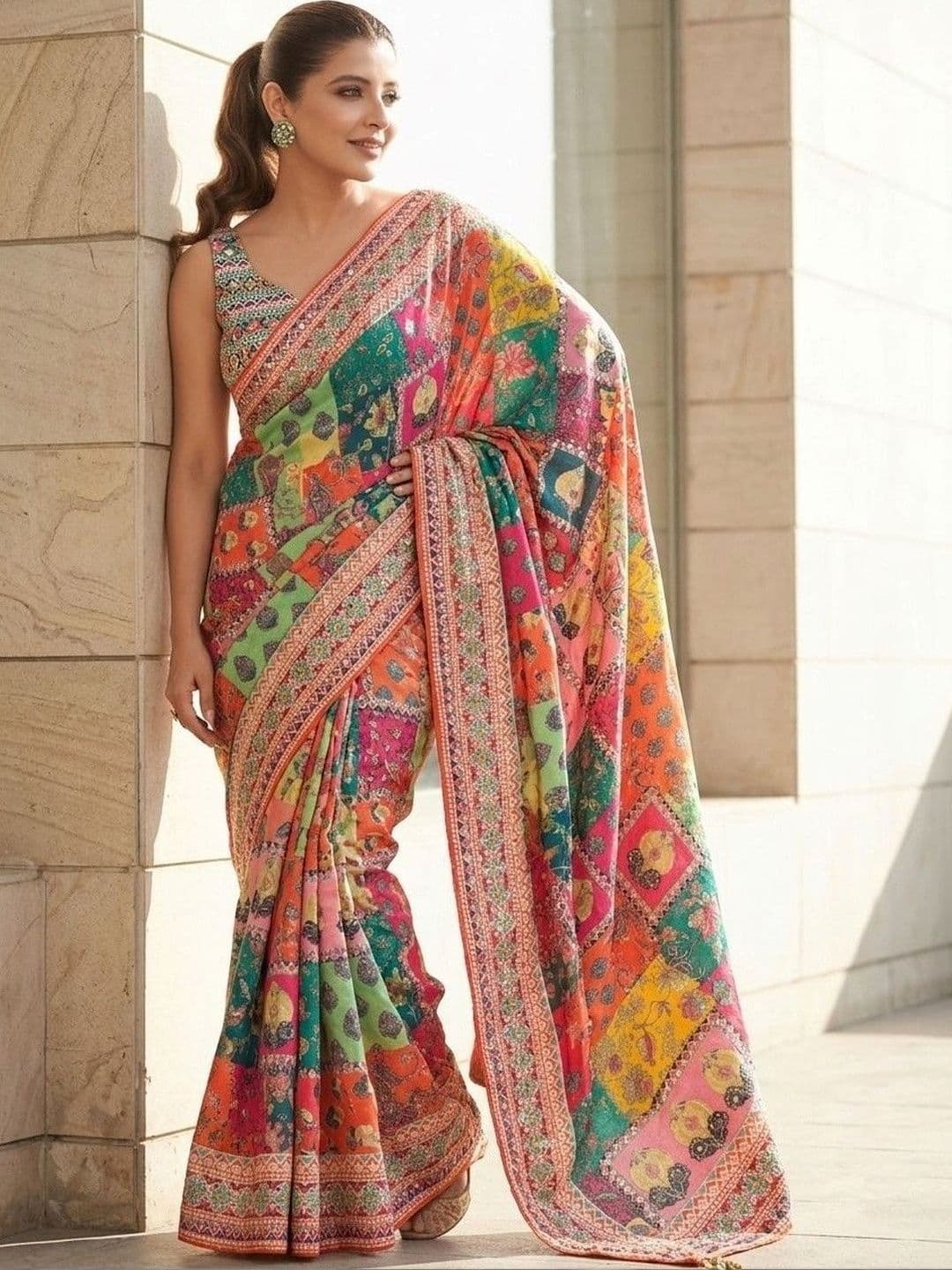 KL9KIDS Ethnic Motifs Sequinned Art Silk Heavy Work Banarasi Saree - view 1