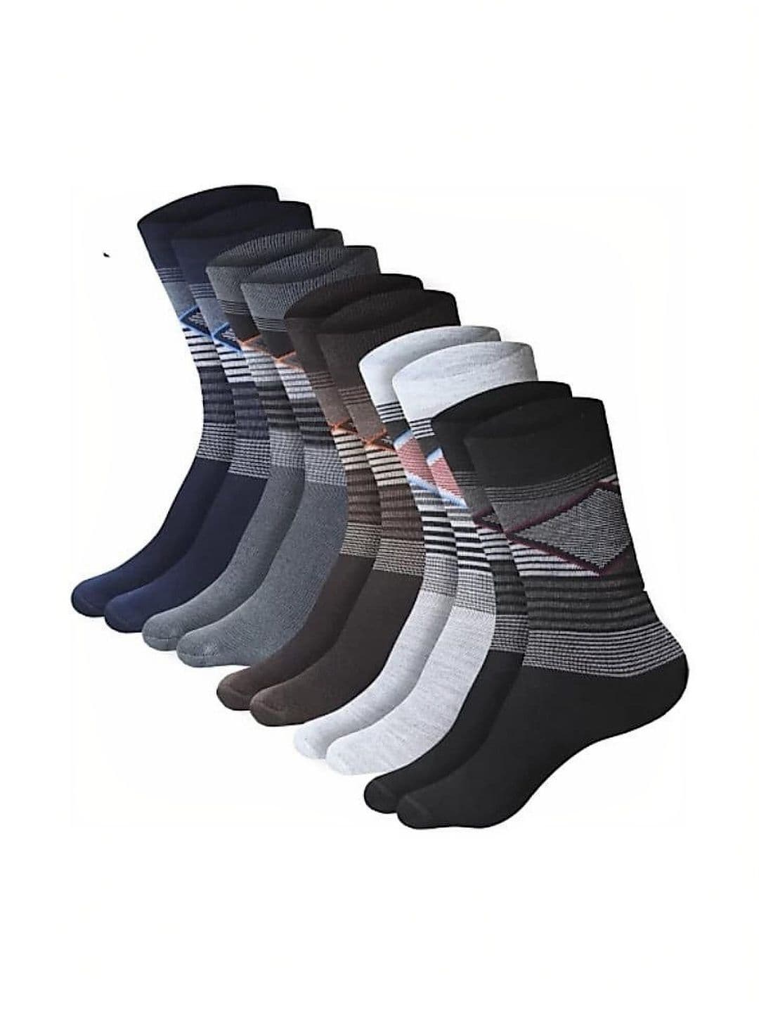VIPUN Men Pack of 5 Cotton Patterned Calf Length Socks - view 1