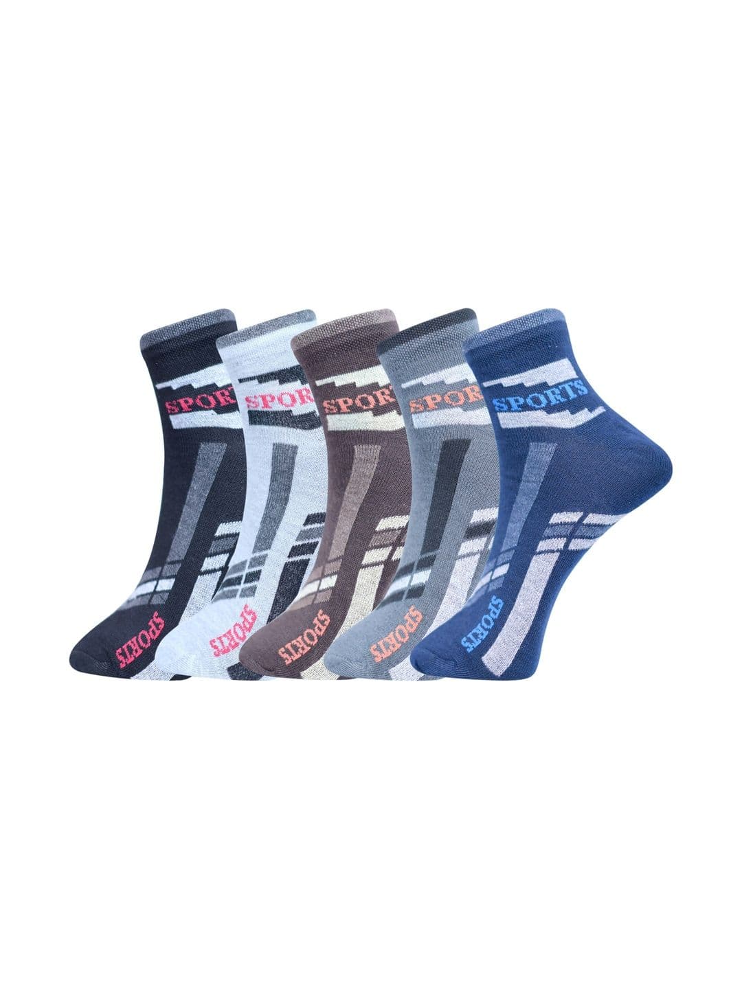 VIPUN Men Pack of 5 Cotton Patterned Ankle Length Socks - view 1