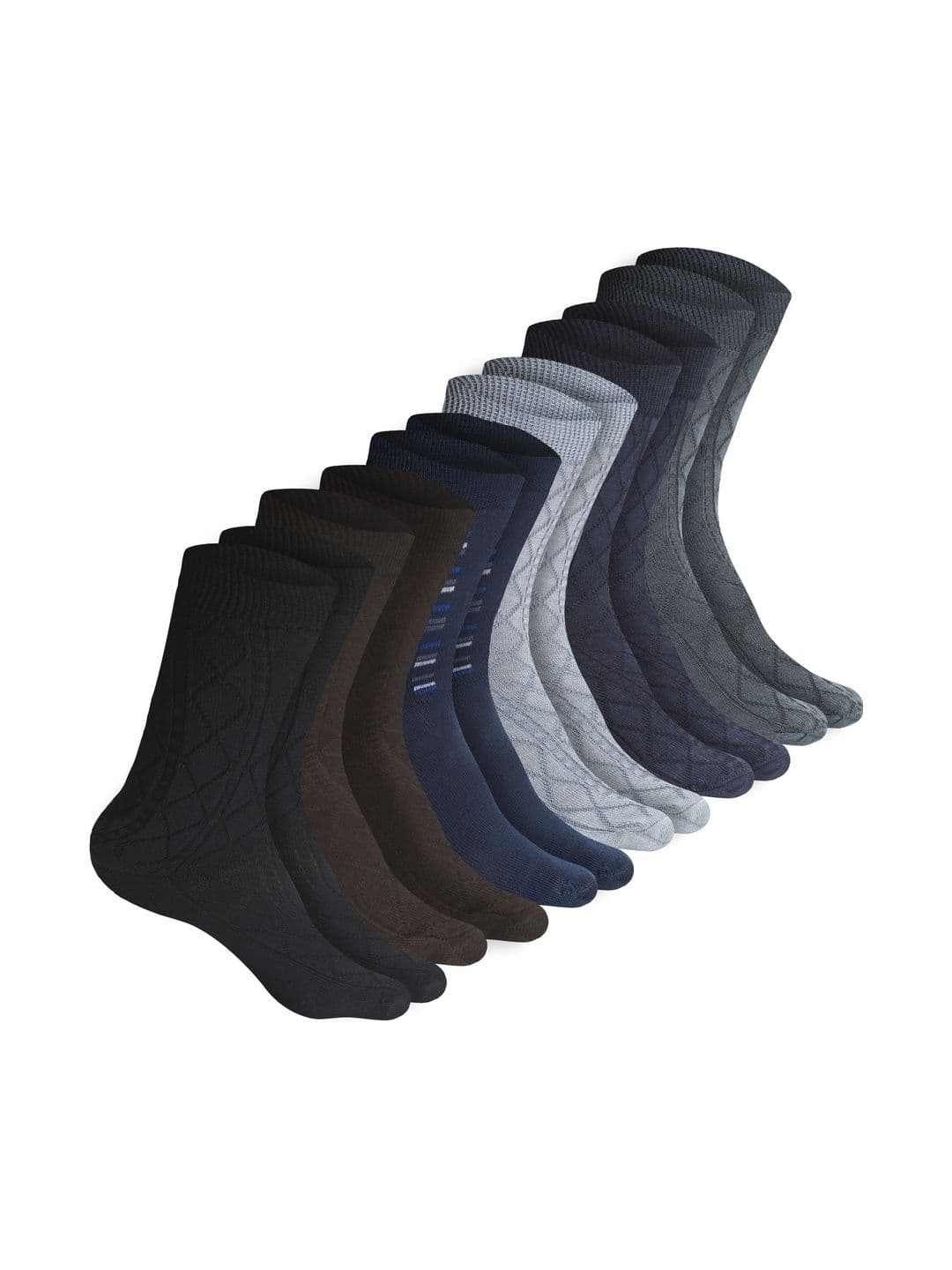 VIPUN Men Pack of 5 Cotton Patterned Calf Length Socks - view 1