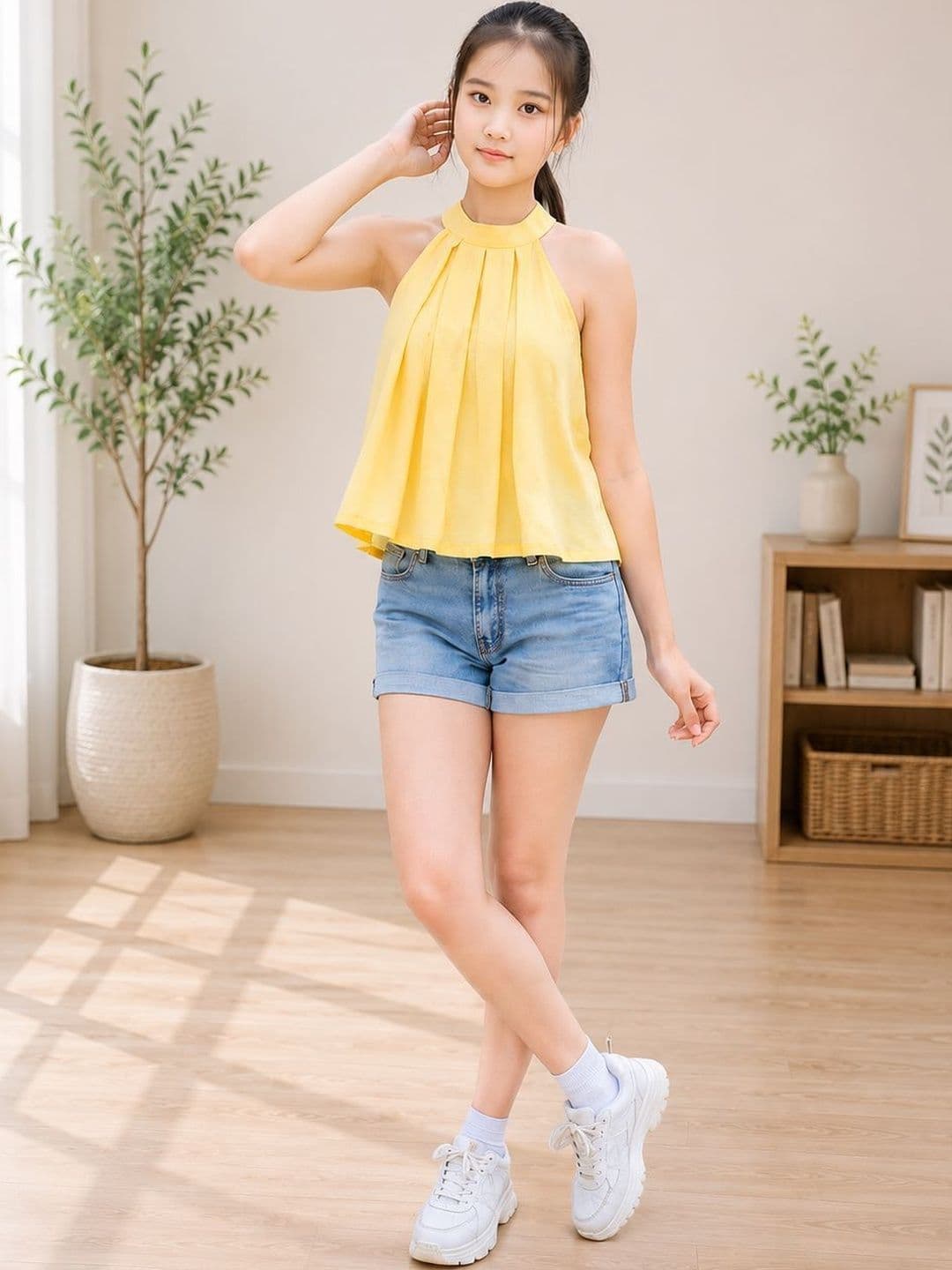 BAESD Halter Neck Linen Blend Top - view 1