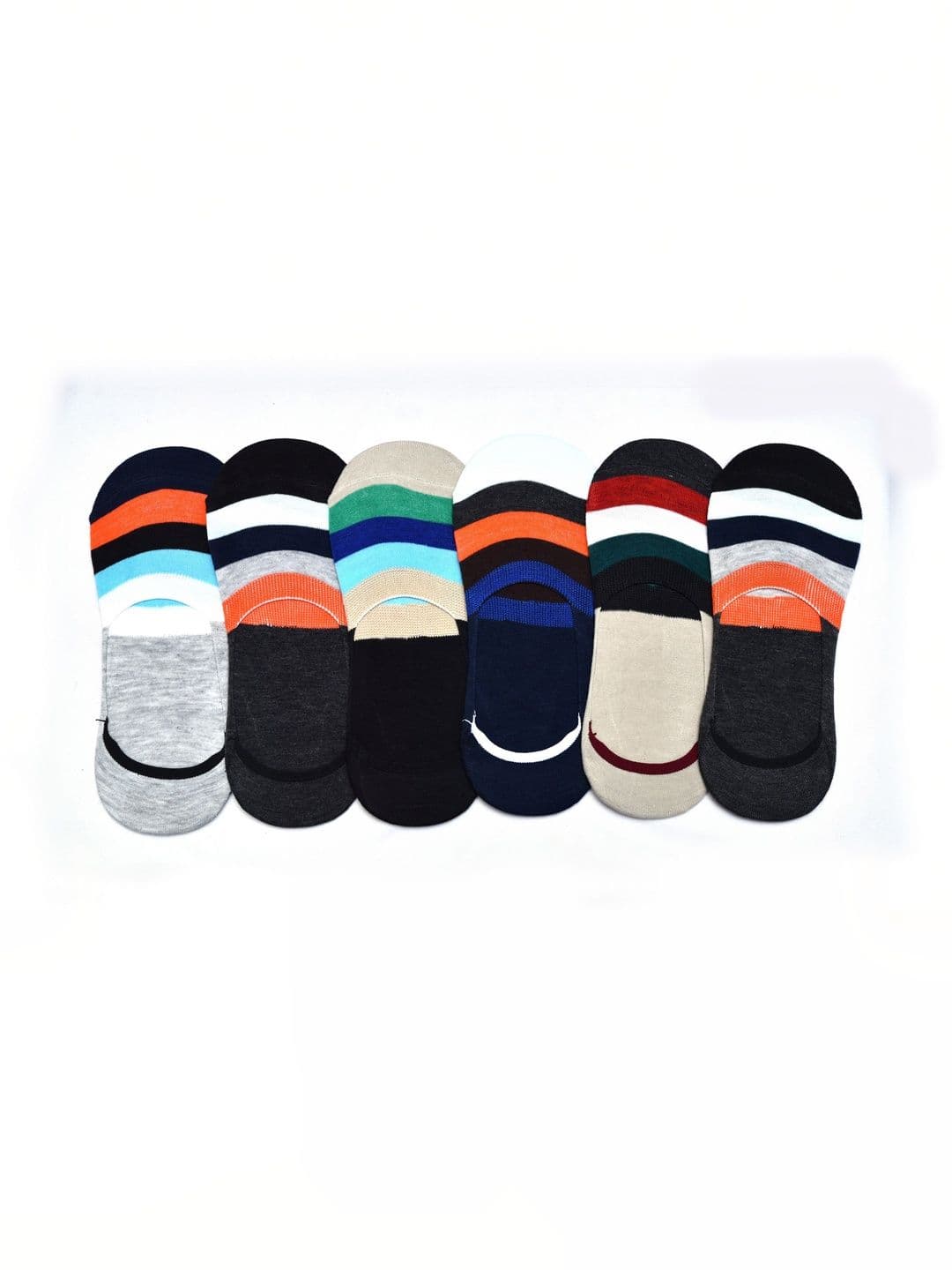 VIPUN Unisex Pack of 6 Cotton Striped Shoe Liners Socks - view 1