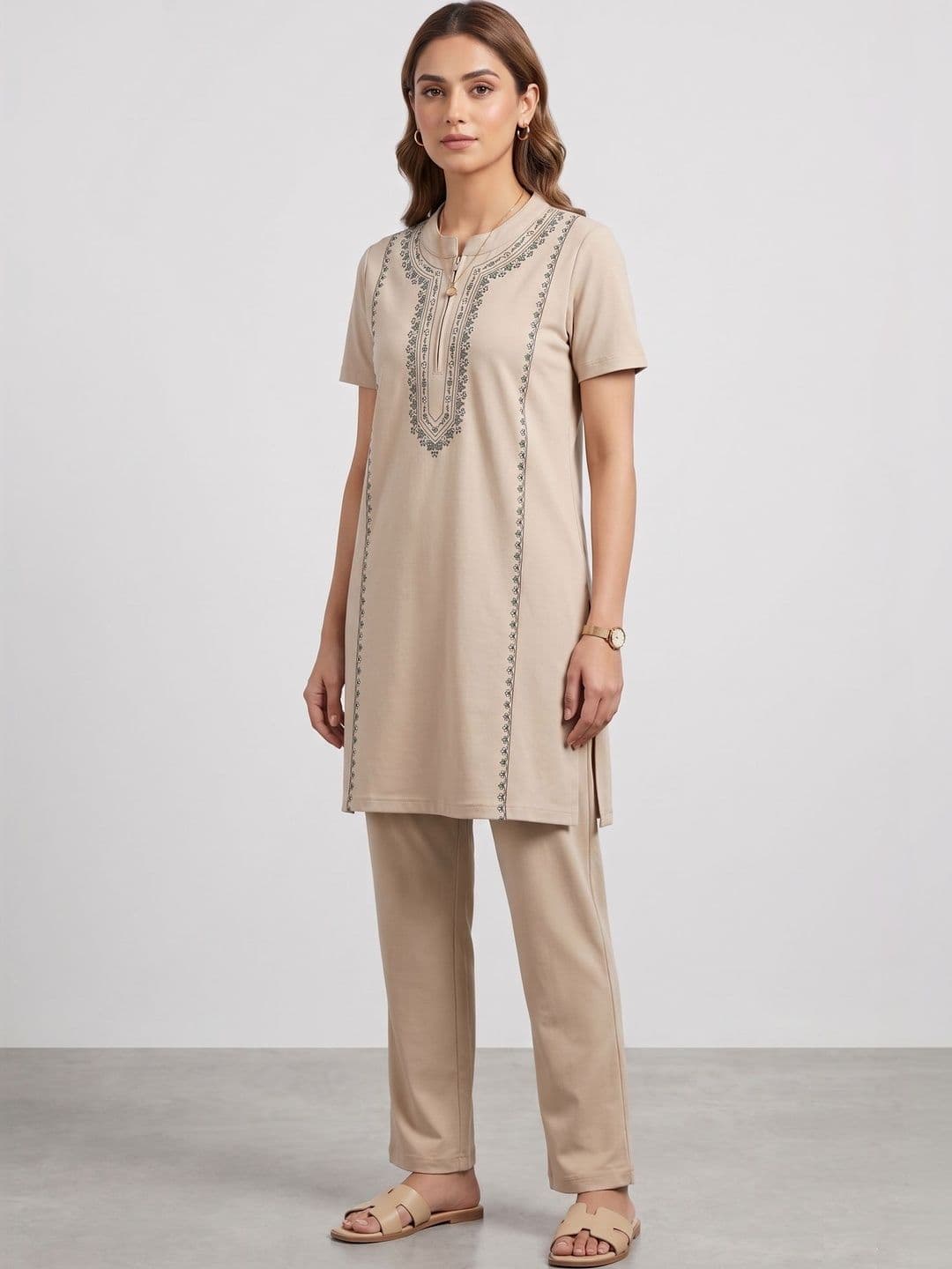 Wineberry Embroidered Tunic with Trousers - view 1