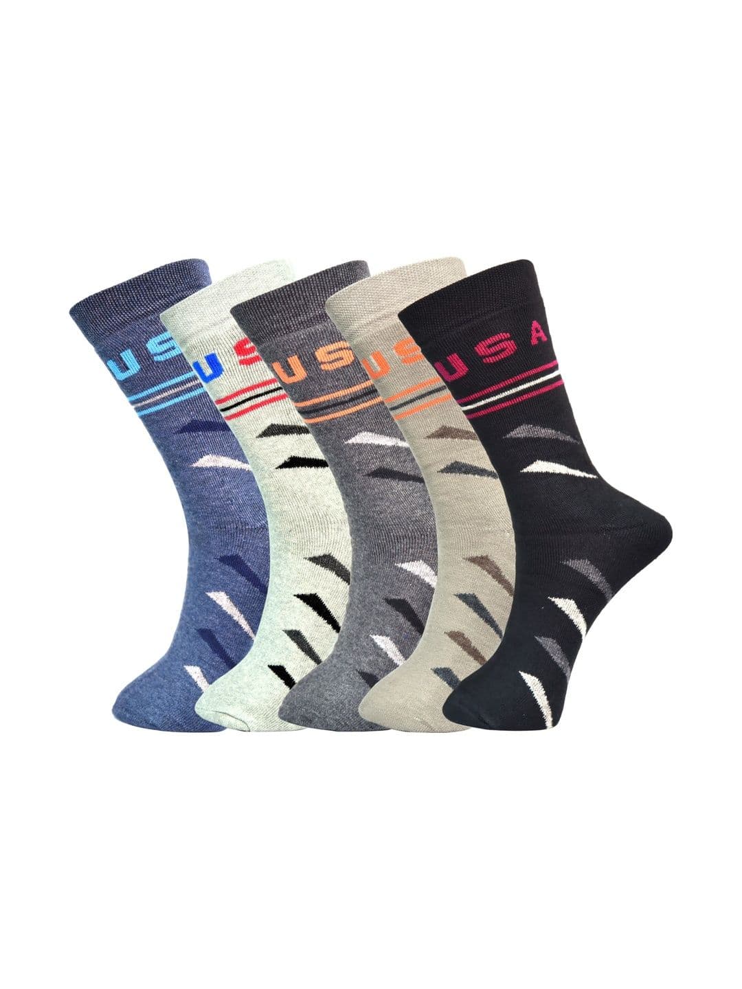 GARUN Men Pack of 5 Cotton Patterned Calf Length Socks - view 1