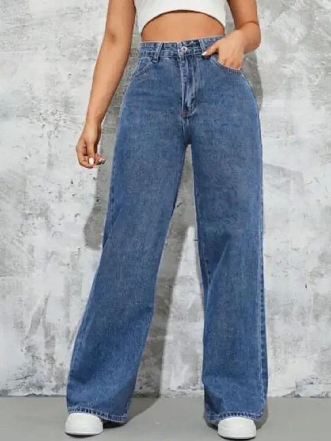 Mast & Harbour Women Comfort Wide Leg Mid-Rise Light Fade Acid Wash Stretchable Jeans - view 1