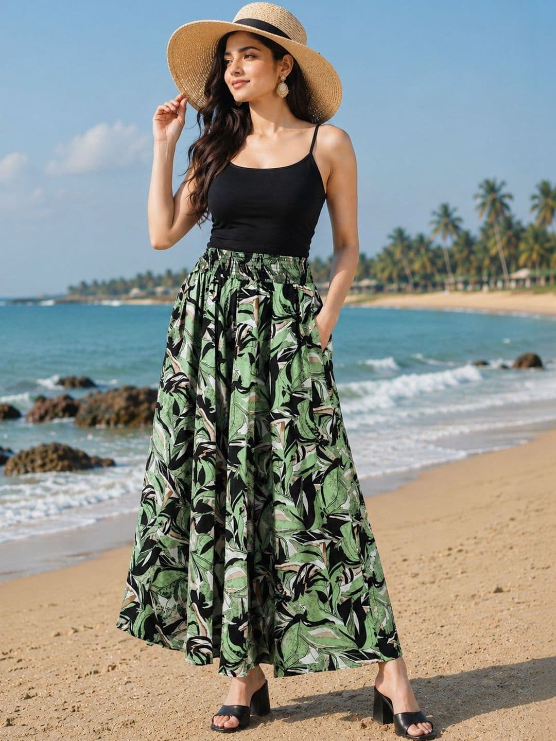 DIVYABHUMI FASHION Women Floral Printed Flared Crepe Palazzos - view 1