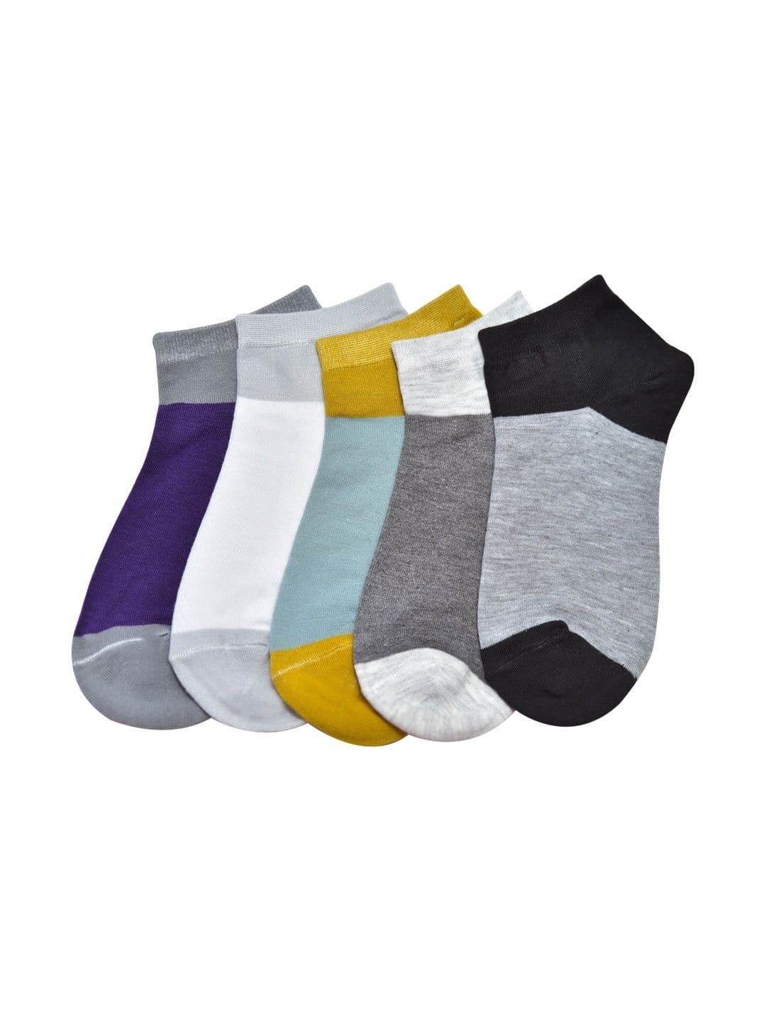 GARUN Unisex Pack of 5 Cotton Colourblocked Ankle Length Socks - view 1