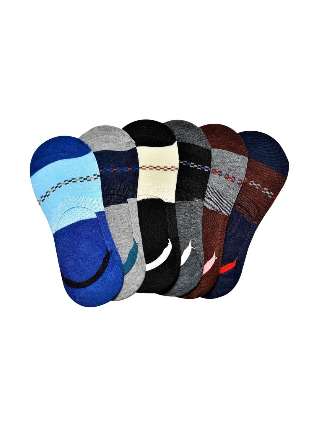 VIPUN Men Pack of 6 Cotton Patterned Shoe Liners Socks - view 1