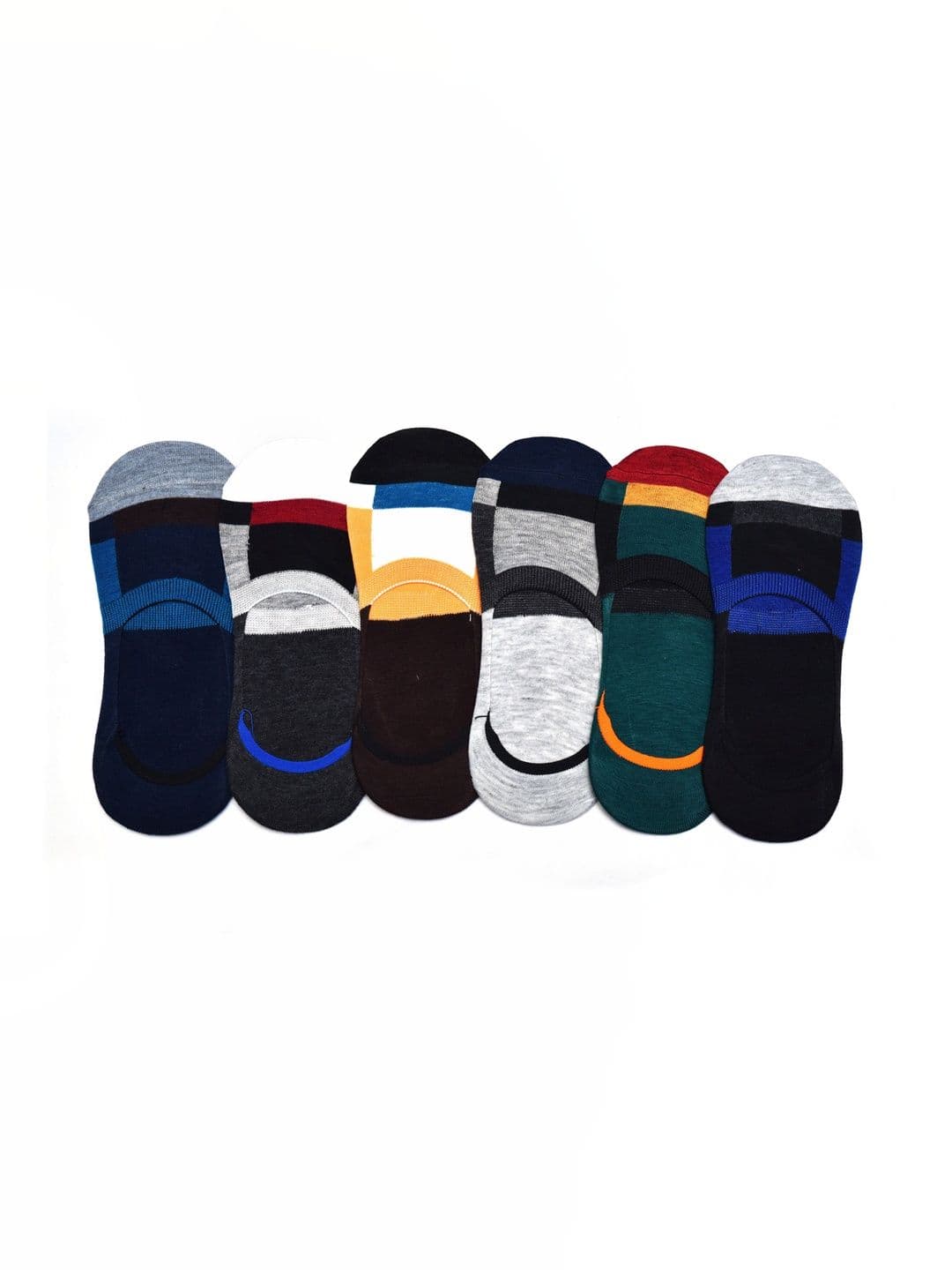 VIPUN Unisex Pack of 6 Cotton Colourblocked Shoe Liners Socks - view 1