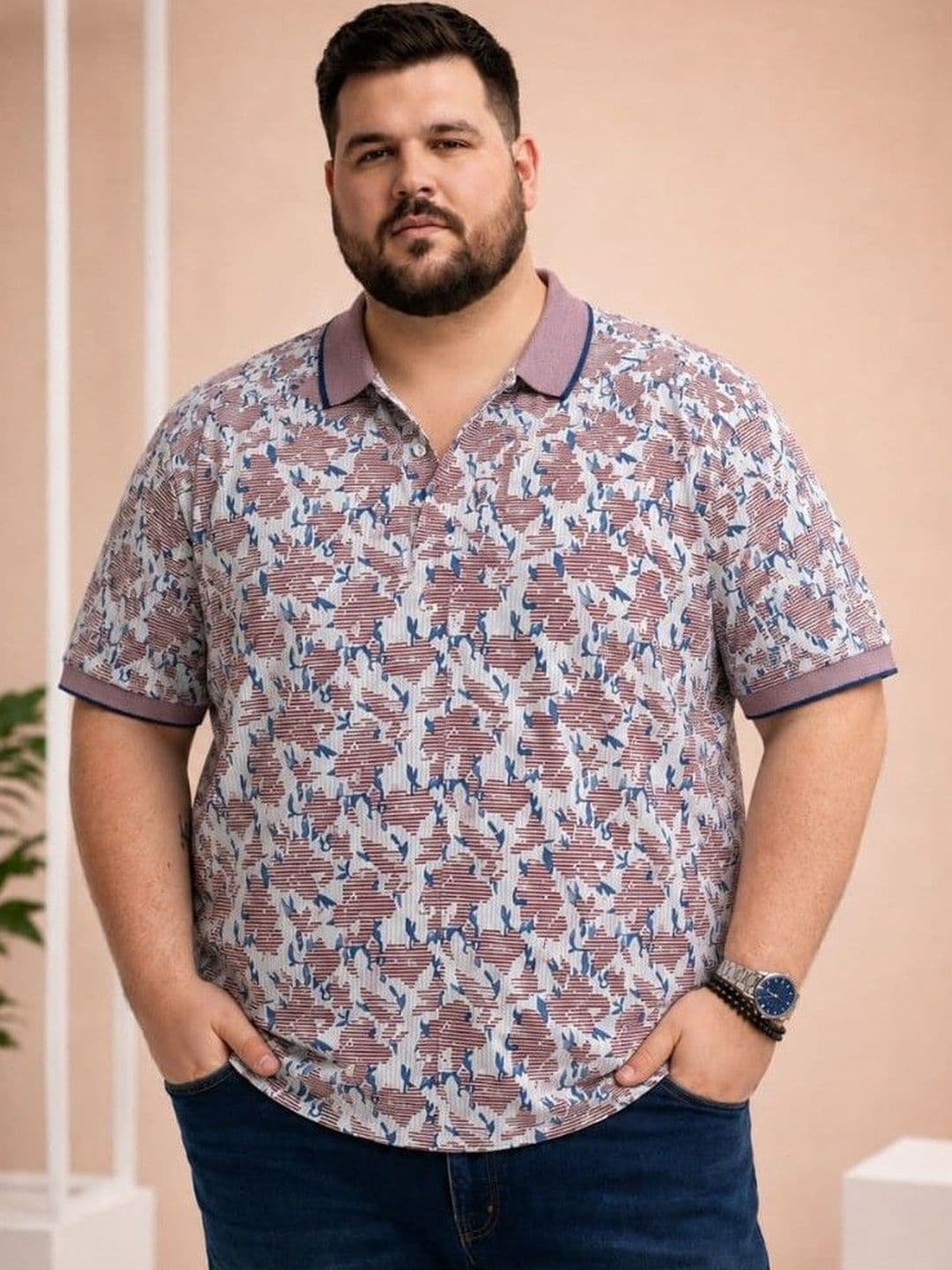 AUSTIVO Men Printed Polo Collar T-shirt - view 1