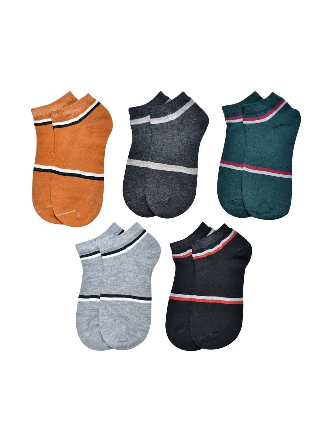 GARUN Unisex Pack of 5 Cotton Striped Ankle Length Socks - view 1