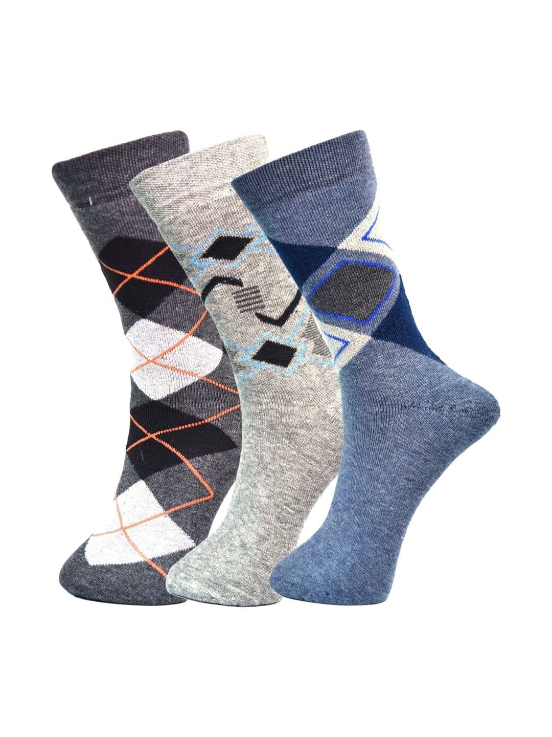 GARUN Men Pack of 3 Cotton Patterned Calf Length Socks - view 1