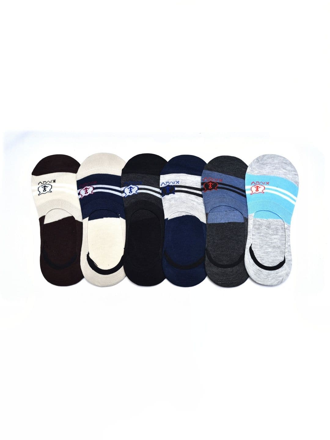 GARUN Unisex Pack of 6 Cotton Striped Shoe Liners Socks - view 1