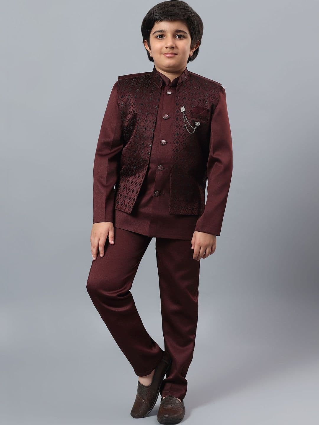 KALINI Boys Brocade Mandarin Collar Sherwani - view 1