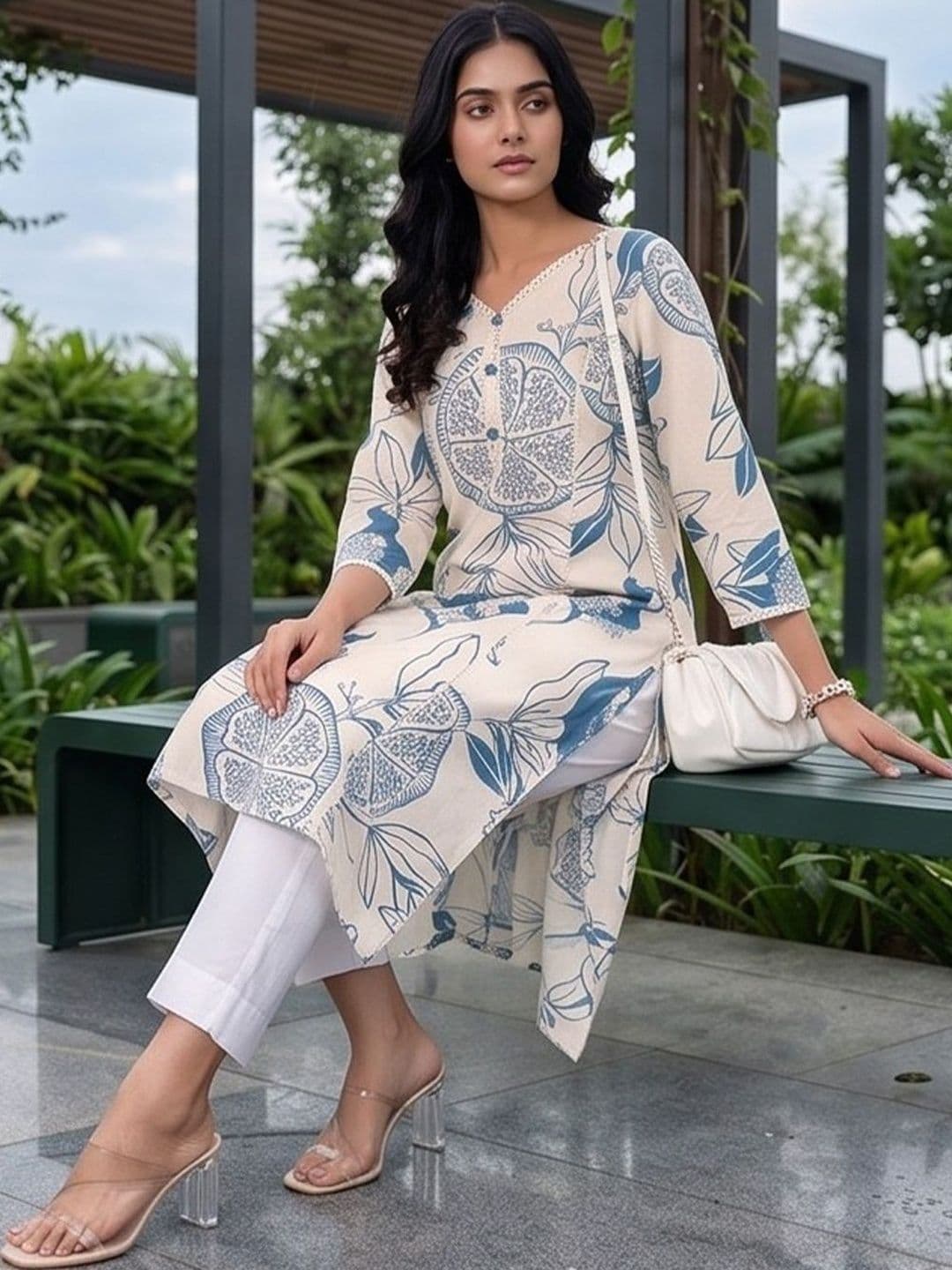 Varanga Women Floral Printed Indie Florals Kurta - view 1