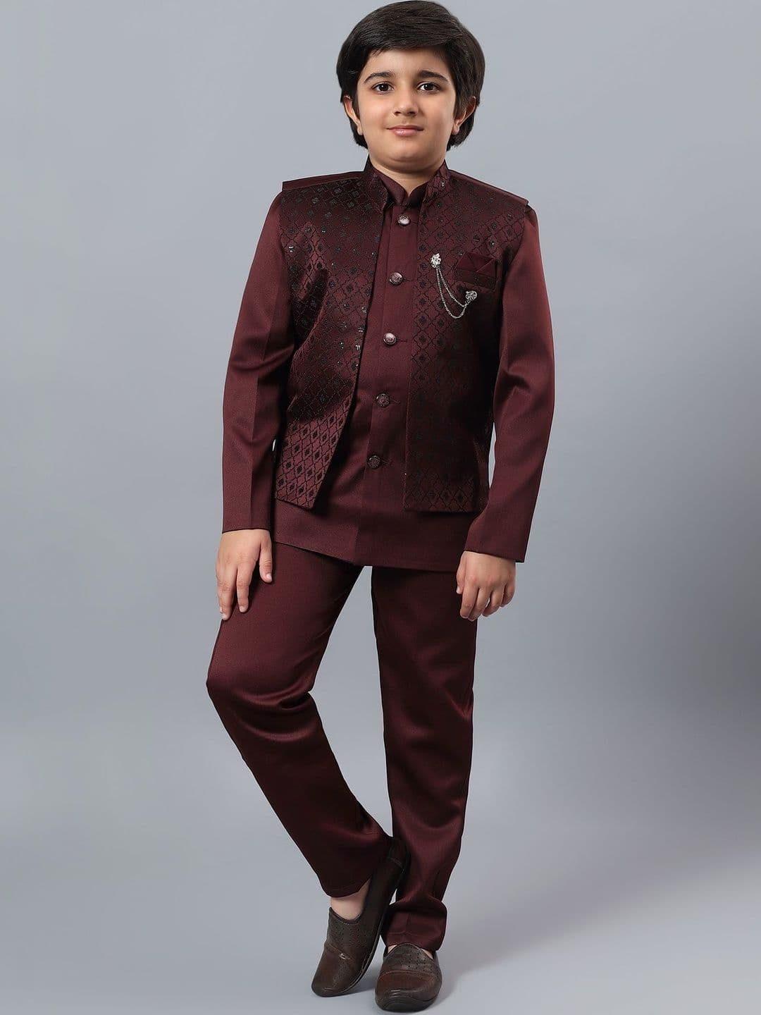 KALINI Boys Embellished Indo-Western Sherwani Set - view 1