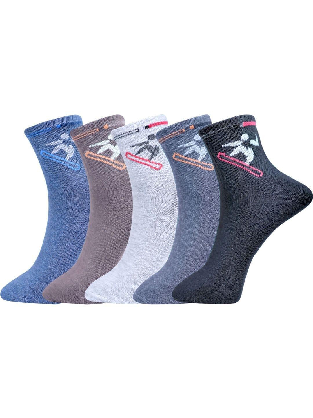 GARUN Men Pack of 5 Cotton Patterned Above Ankle Socks - view 1
