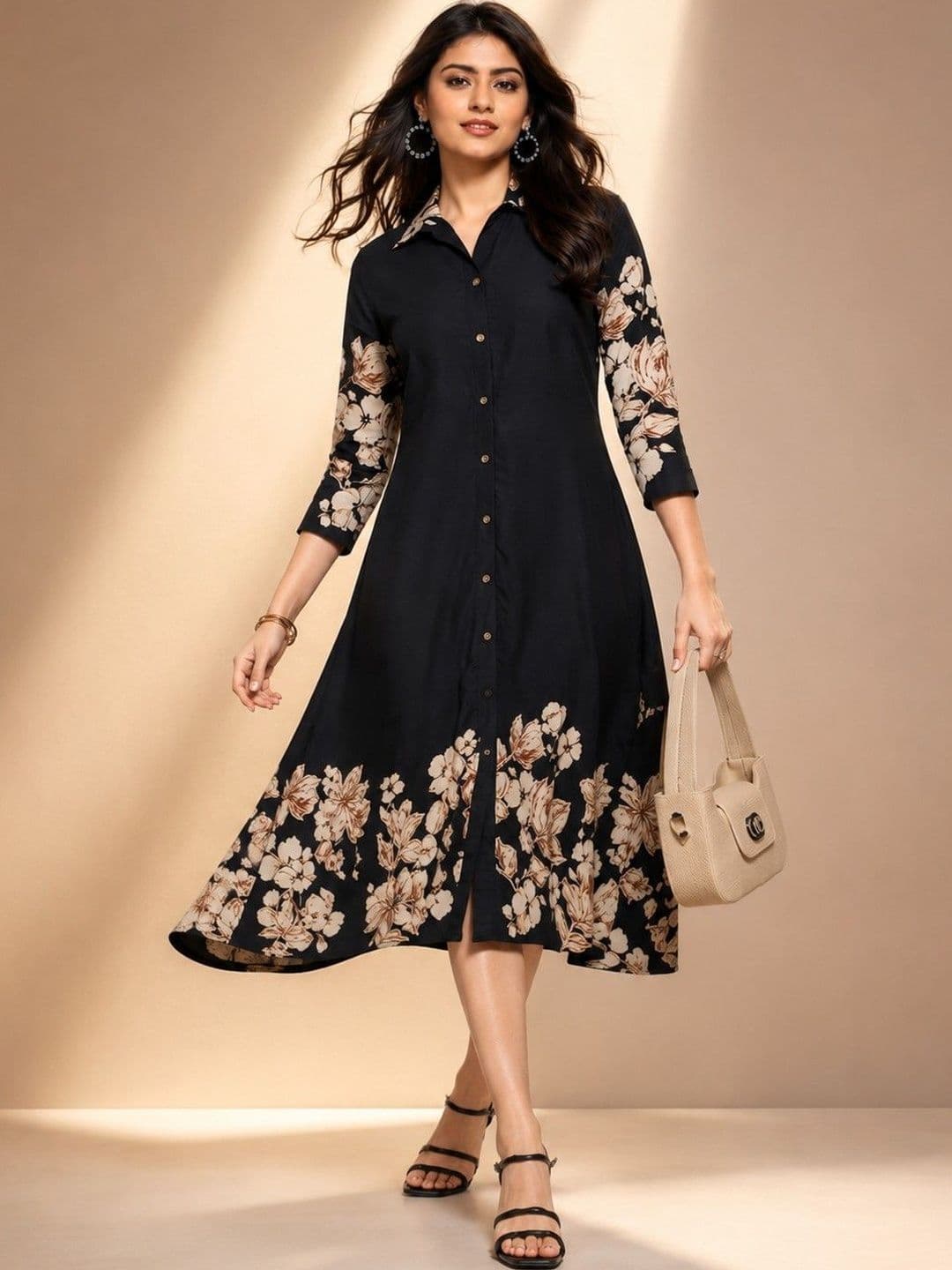 Moda Rapido Floral Printed Shirt Collar Kurti - view 1