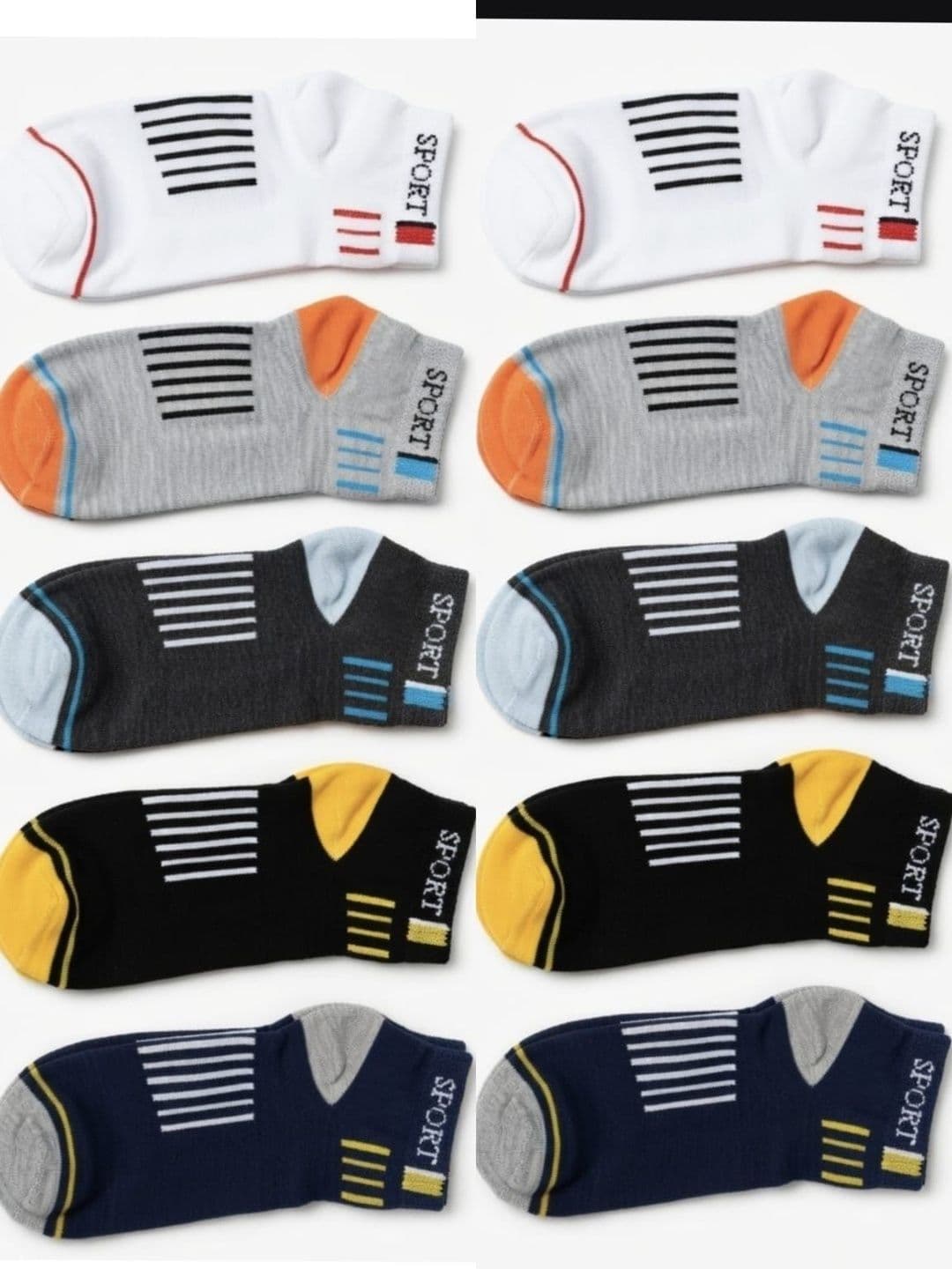 GARUN Unisex Pack of 10 Cotton Striped Ankle Length Socks - view 1