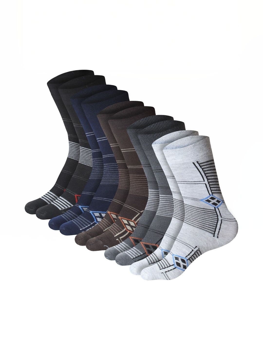 GARUN Men Pack of 5 Cotton Patterned Calf Length Socks - view 1