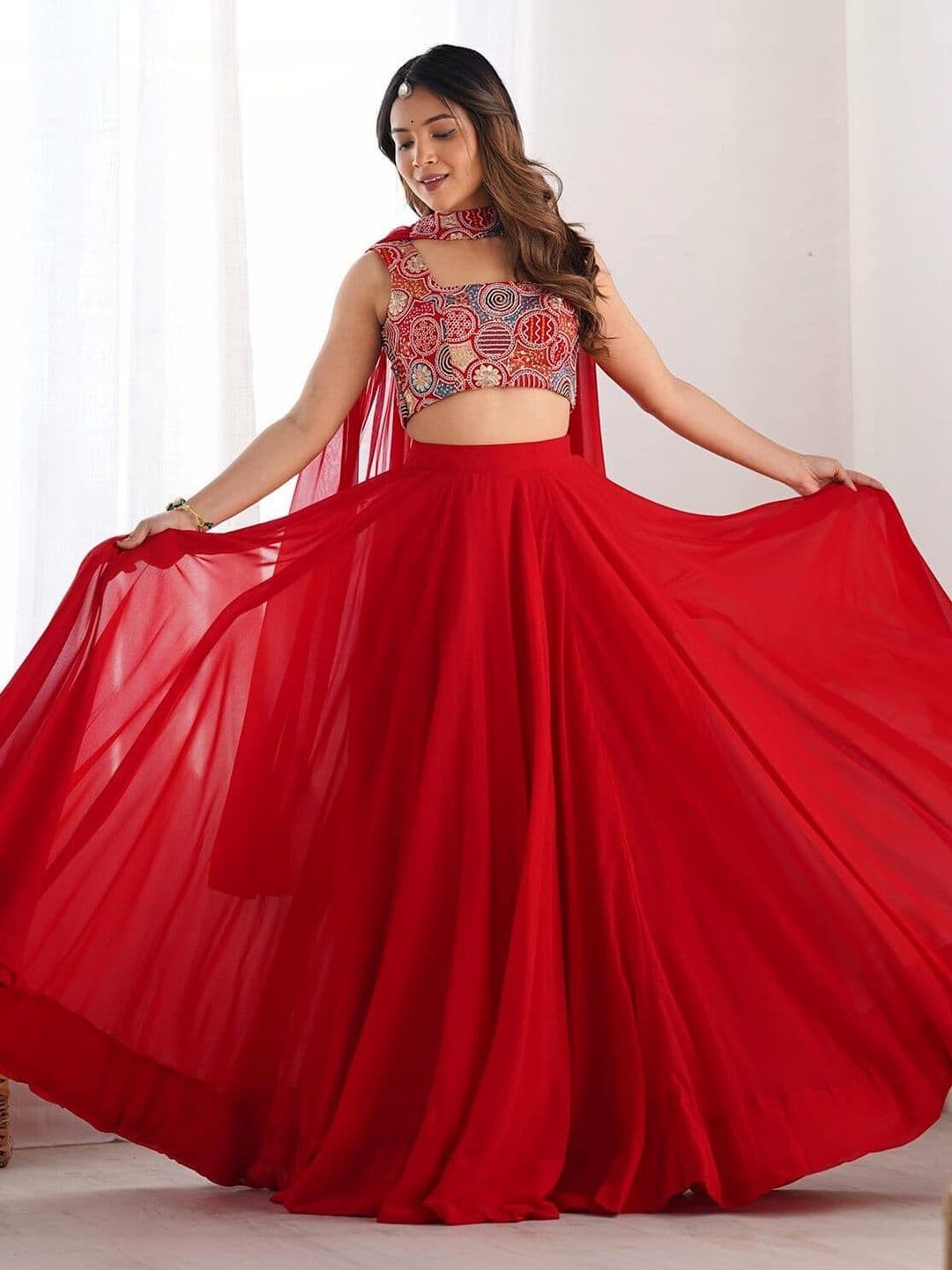 BAESD Embroidered Thread Work Ready to Wear Lehenga & Blouse With Dupatta - view 1